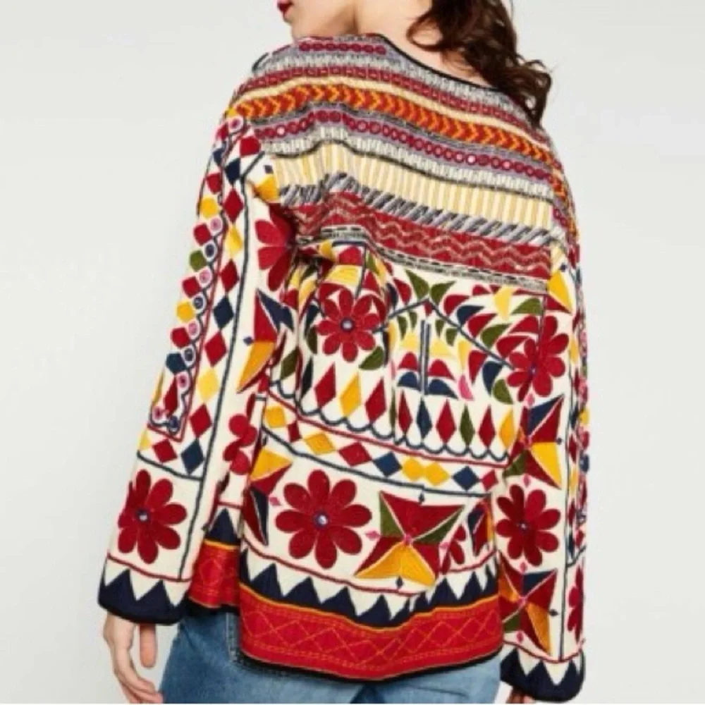 Colorful Geometric Patterned Women's Jacket - Picture 2 of 11